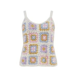 La Seine Crocheted Square Granny Top